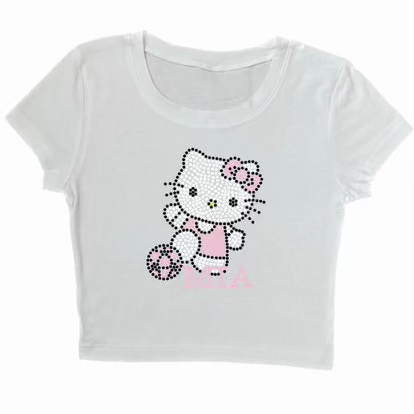 INTER MIAMI HELLO KITTY RHINESTONE CROP TOP